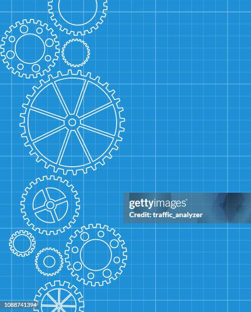 abstract gears blueprint background - gearstick stock illustrations