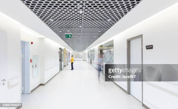 empty corridor in modern hospital - 2018 priorities stock pictures, royalty-free photos & images