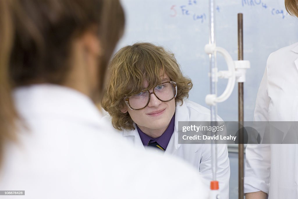 Students in a science classat and safet