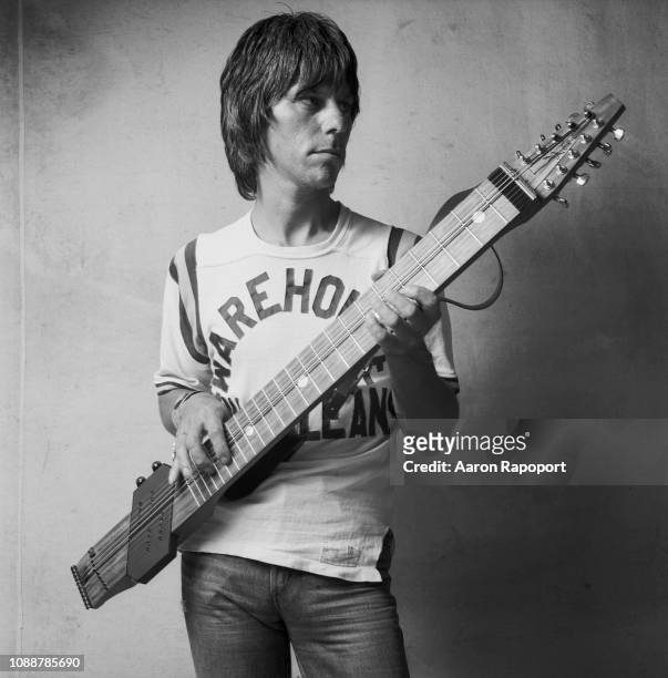 Circa 1985: Guitar master Jeff Beck poses for a portrait in 1985 in Los Angeles, California.