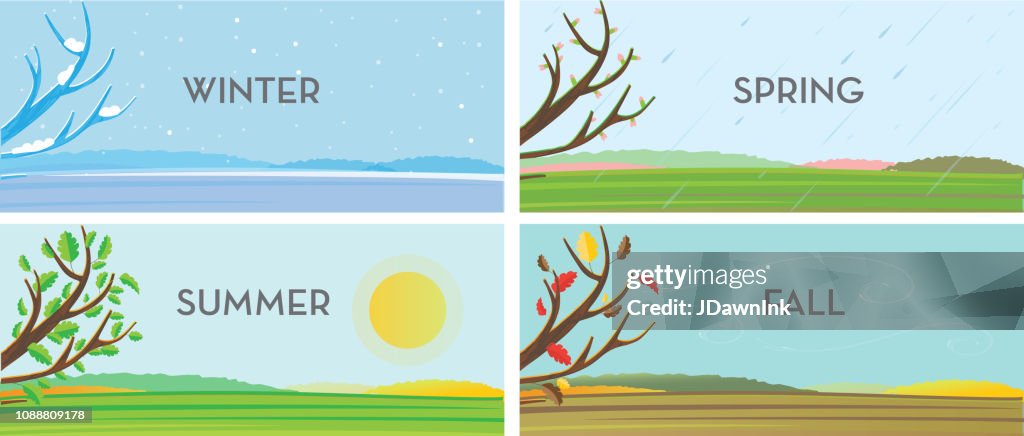 Four seasons set of Landscape backgrounds