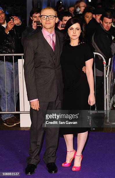 Actor Simon Pegg and wife Maureen McCann attend the World Film Premiere of 'Paul' at the Empire Leicester Square on February 7, 2011 in London,...