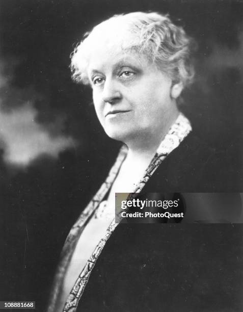 Mrs Carrie Chapman Catt , a leader of the American women's suffrage movement which resulted in the adoption of the 19th amendment, early twentieth...