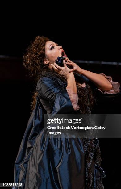 Russian soprano Anna Netrebko performs at the final dress rehearsal prior to the premiere of the Metropolitan Opera/Sir David McVicar production of...