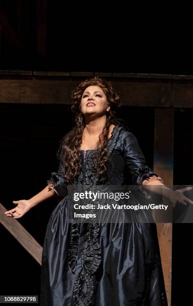 Russian soprano Anna Netrebko performs at the final dress rehearsal prior to the premiere of the Metropolitan Opera/Sir David McVicar production of...