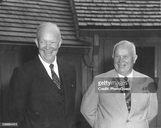 President Dwight Eisenhower and Soviet leader Nikita Khrushchev at Camp David, Maryland, September 25, 1959.