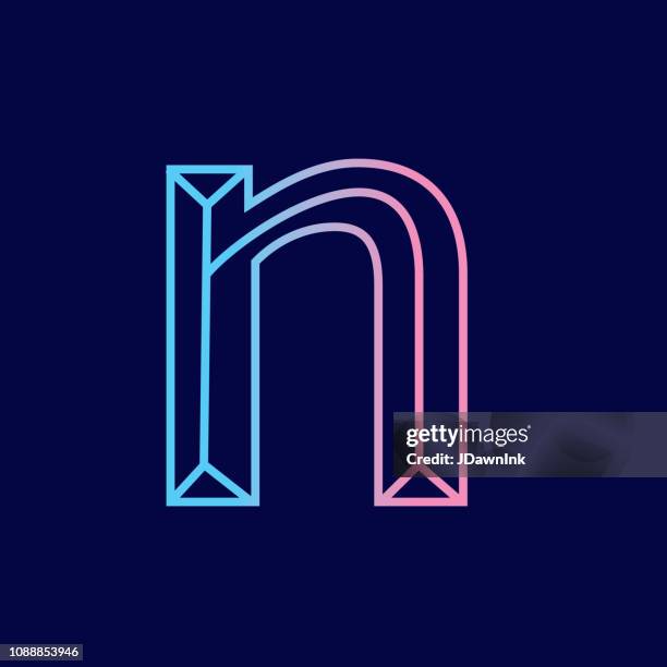 wireframe letter n outline bevelled 3d alphabet design - letter n stock illustrations