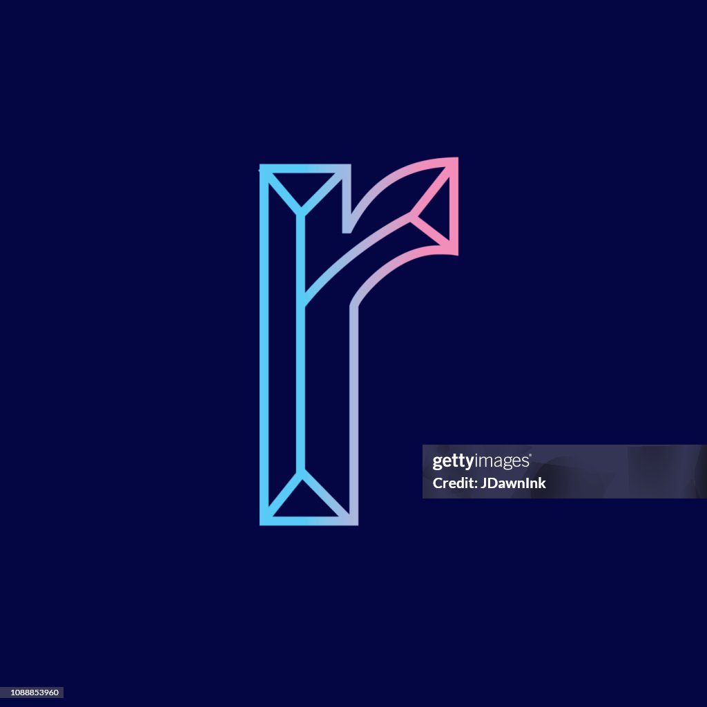 Wireframe Letter R Outline Bevelled 3d Alphabet Design High-Res Vector ...