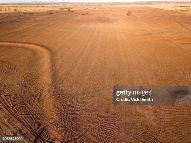 aerial view of australian agricultural farm land - ploughed field stock pictures, royalty-free photos & images