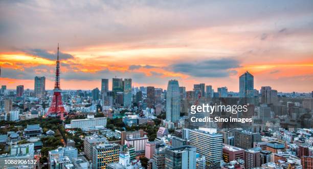 modern cityscape at sunset, japan - image ストックフォトと画像
