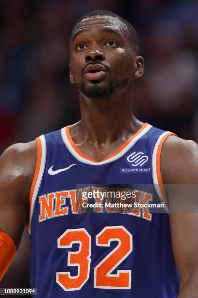 Noah Vonleh of the New York Knicks plays the Denver Nuggets at the Pepsi Center on January 01, 2019 in Denver, Colorado. NOTE TO USER: User expressly...