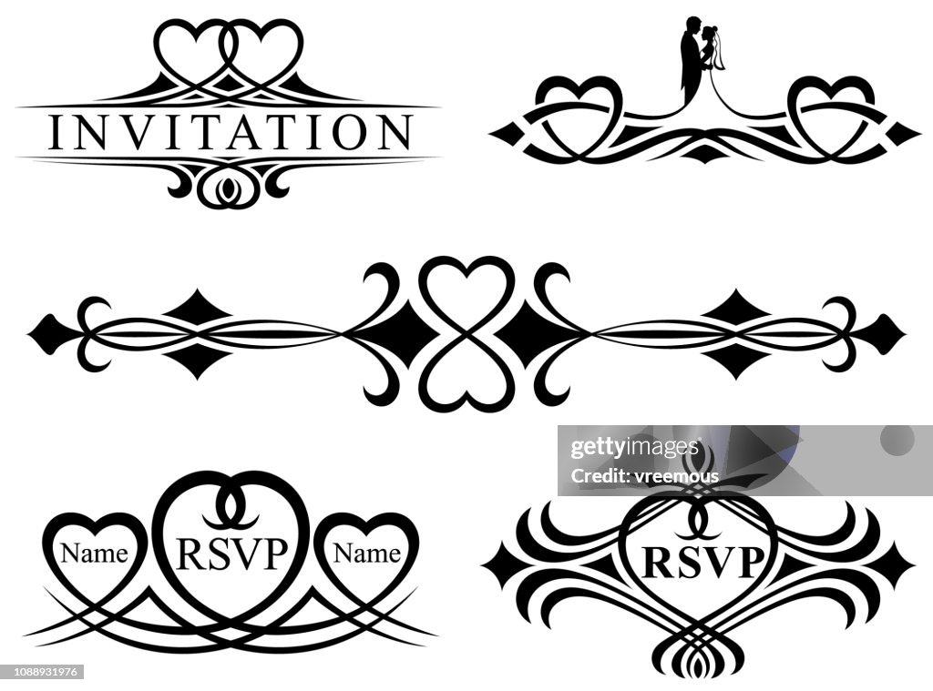 Ornate Wedding Invitation Header Scrolls High-Res Vector Graphic ...
