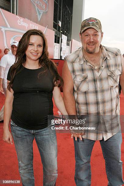 Cara Whitney and Larry The Cable Guy during Premiere of Disney Pixar's "CARS" at Lowe's Motor Speedway at Lowe's Motor Speedway in Charlotte, NC,...