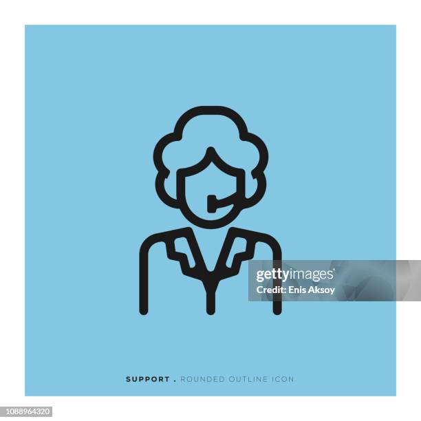 support rounded line icon - executive assistant stock illustrations