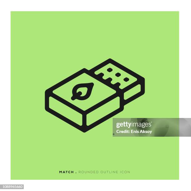 match rounded line icon - matchstick stock illustrations