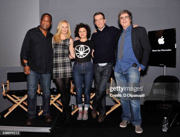 Actors Isiah Whitlock Jr., Anne Heche, Alia Shawkat, Ed Helms, and director Miguel Arteta attend Meet The Filmmakers: "Cedar Rapids" at the Apple...