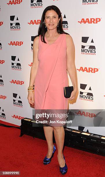 Actress Mimi Rogers arrives at the AARP The Magazine's 10th Annual Movies For Grownups Awards at the Beverly Wilshire Four Seasons Hotel on February...