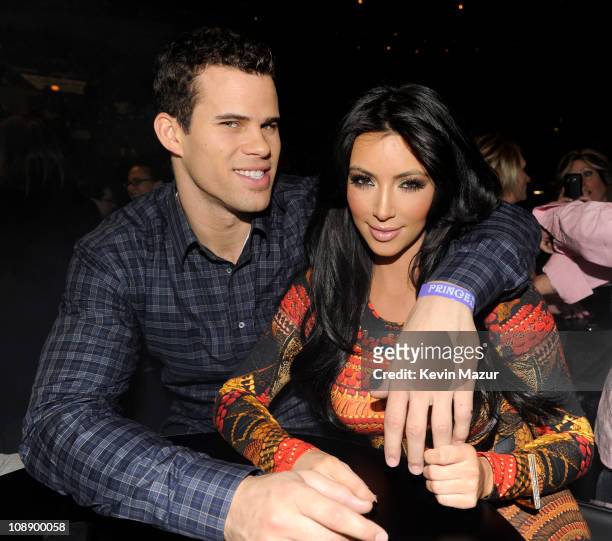 Kris Humphries and Kim Kardashian watch Prince perform during his "Welcome 2 America" tour at Madison Square Garden on February 7, 2011 in New York...