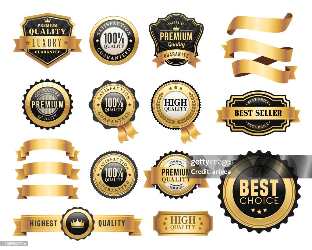 Guld emblem och band Set