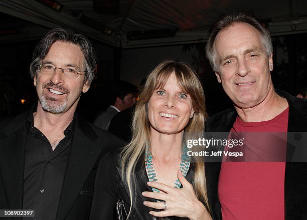 Actors Robert Carradine, Edie Mani and Keith Carradine attend the Audi celebrates "The King's Speech" awards season party held at Chateau Marmont on...