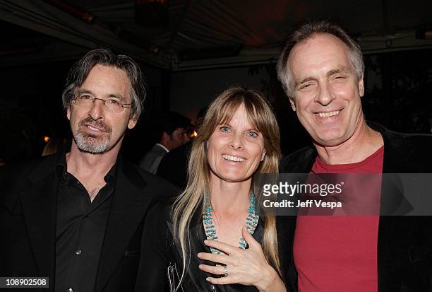 Actors Robert Carradine, Edie Mani and Keith Carradine attend the Audi celebrates "The King's Speech" awards season party held at Chateau Marmont on...
