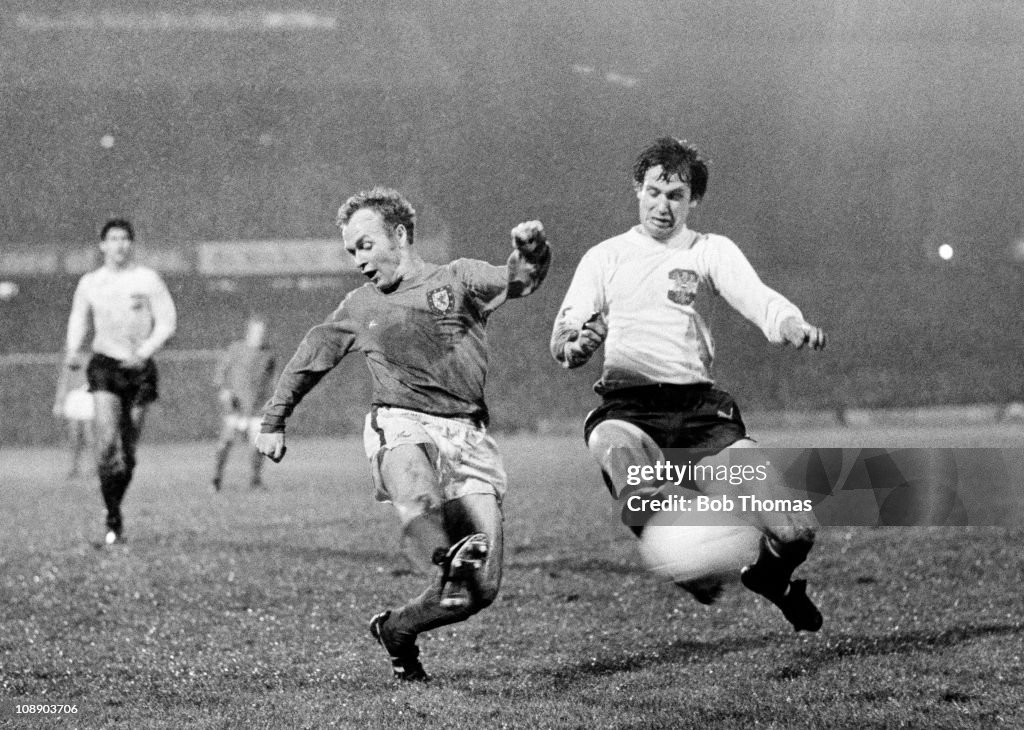 Arfon Griffiths scores the winning goal for Wales against Austria