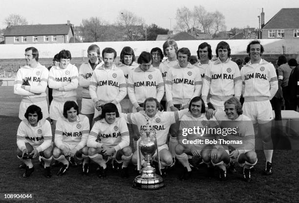First Division League champions Leeds United at Elland Road, Leeds on 6th May 1974. Back row, left to right: Paul Madeley, Eddie Gray, David Stewart,...