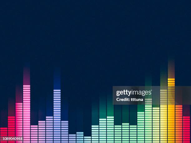 music equalizer, audio waveform abstract technology background - audio equipment stock illustrations