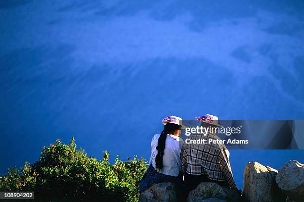 local women, isla del sol, lake titcaca, peru - bolivia daily life stock pictures, royalty-free photos & images