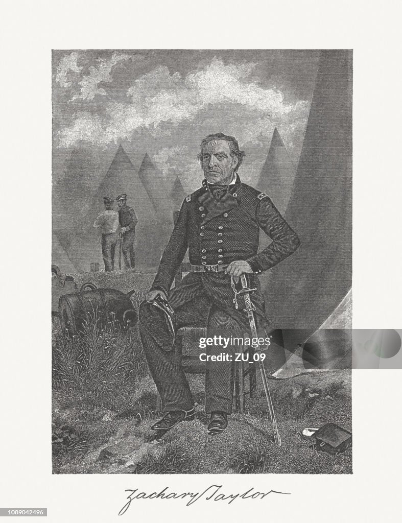 Zachary Taylor (1784-1850), 12th U.S. president, wood engraving, published 1886