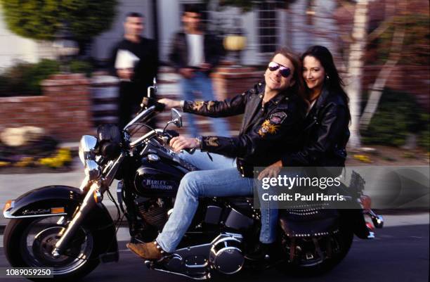 Olivia Hussey At Home And With Her husband David Glen Eisley January 1 1992 in Beverly Hills, Los Angeles, California