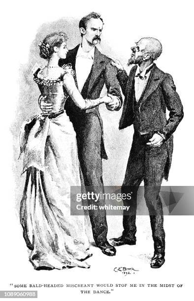 man interrupting a couple dancing - funny dancing stock illustrations