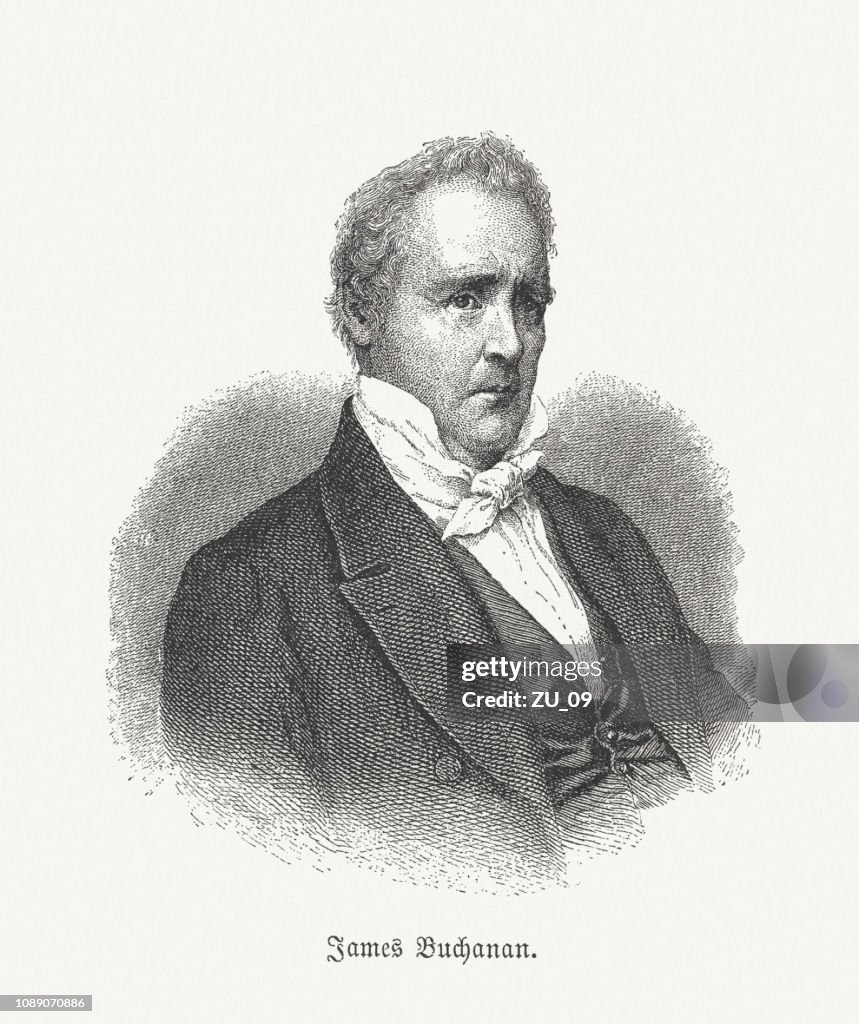James Buchanan Jr. (1791-1868), 15th U.S. president, woodcut, published 1886