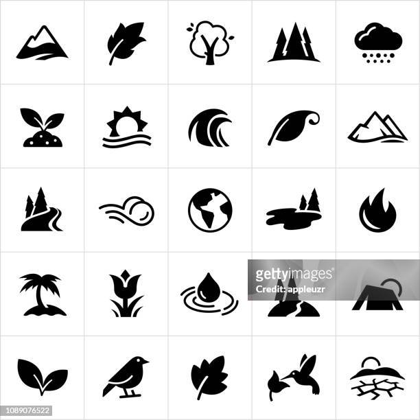 symbols of nature icons - land stock illustrations