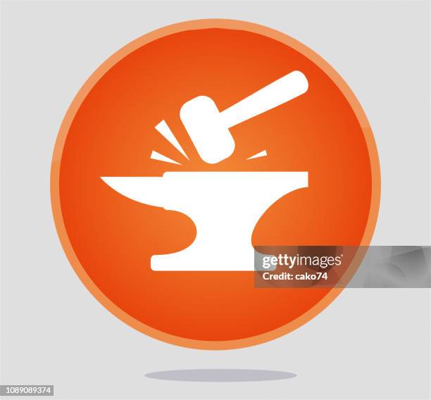 blacksmith anvil hammer icon - anvil stock illustrations