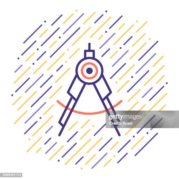 architectural design software vector line icon illustration - architect model stock illustrations