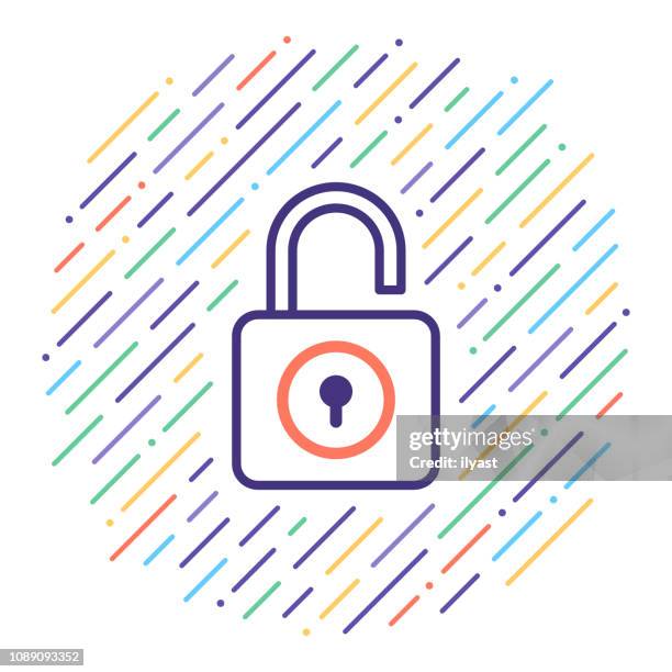 digital security vector line icon illustration - keyhole stock illustrations
