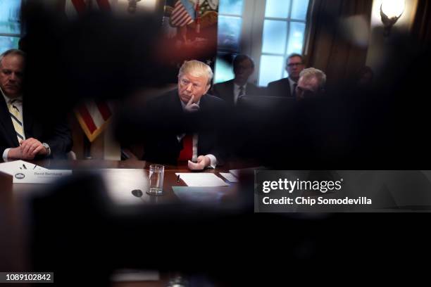 President Donald Trump leads a meeting of his Cabinet in the Cabinet Room at the White House January 02, 2019 in Washington, DC. A partial federal...