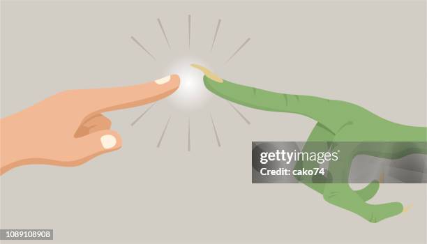 ilustraciones, imágenes clip art, dibujos animados e iconos de stock de ilustración de vector de contacto extraterrestre - reconfortante