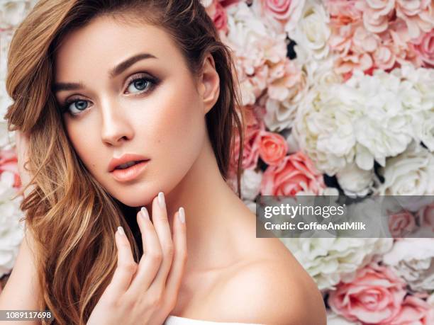 beautiful woman - bridal makeup stock pictures, royalty-free photos & images