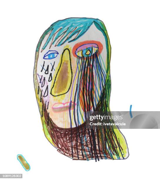 人間の顔 - 泣く　女性　正面点のイラスト素材／クリップアート素材／マンガ素材／アイコン素材