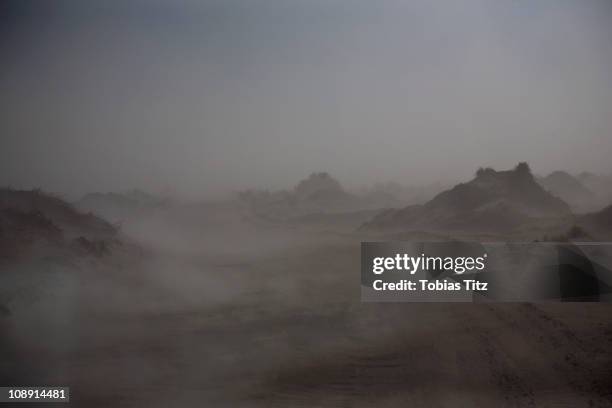 view of fog across the atacama desert, chile - atacama desert stock pictures, royalty-free photos & images