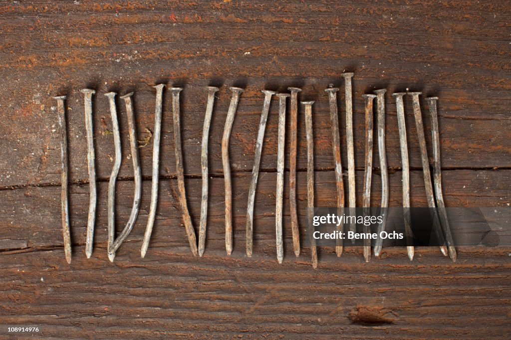 A row of old nails