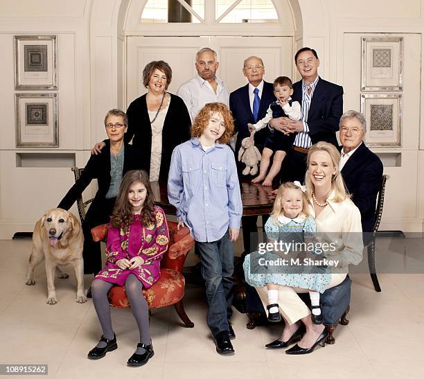 Author Andrew Solomon and extented family: clockwise from top left: Tammy Ward and partner Laura Scher , John Habich , Howard Solomon , Andrew...