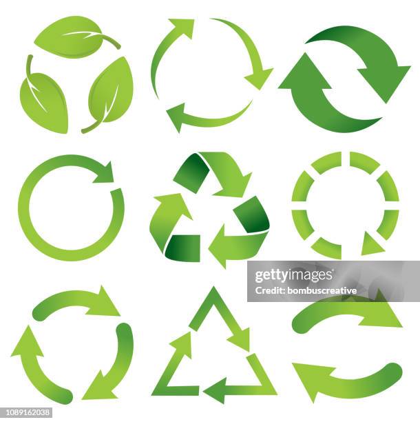 ilustraciones, imágenes clip art, dibujos animados e iconos de stock de reciclar icono set - recycling symbol