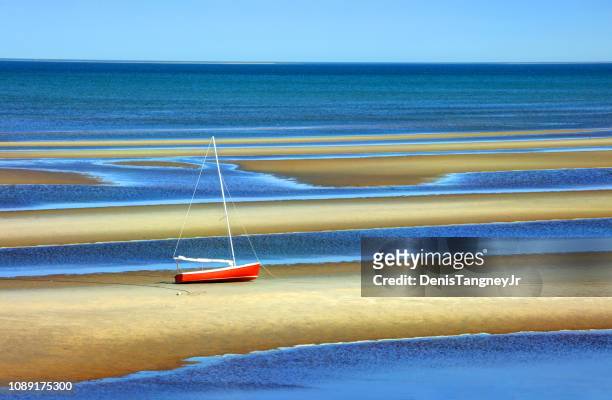 thumpertown beach, cape cod at low tide - low tide stock pictures, royalty-free photos & images