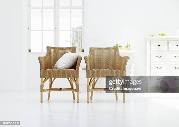 living room - wicker stockfoto's en -beelden