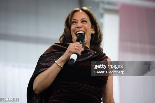 Senator Kamala Harris, a Democrat from California, speaks during the Alpha Kappa Alpha Sorority Inc. Annual Pink Ice Gala in Columbia, South...