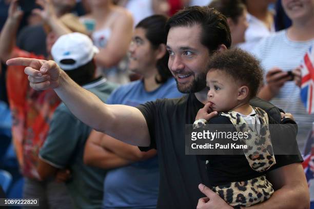 Serena Williams's husband Alexis Ohanian, holds their daughter Alexis Olympia Ohanian Jr. Following the women's singles match between Serena Williams...