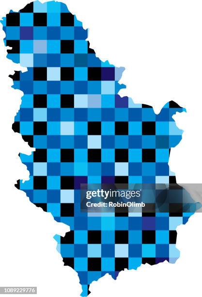 serbien blaue quadrate karten - belgrade serbia stock-grafiken, -clipart, -cartoons und -symbole
